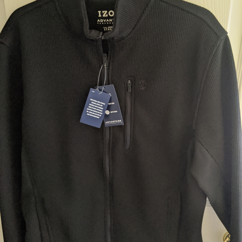 Izod Advantage Performance Jacket Sweater Men M Zip Up Stretch Gym Golf Run